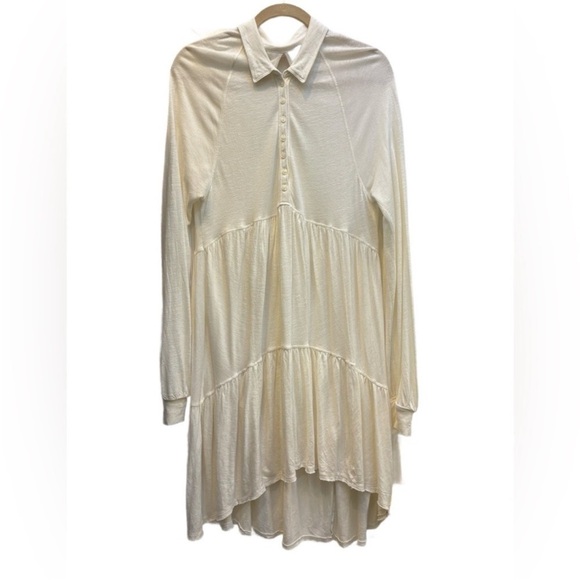 Free People “Best Girl” Long Sleeve Button Down Keyhole Tunic Dress in Ivory, L - Picture 6 of 12